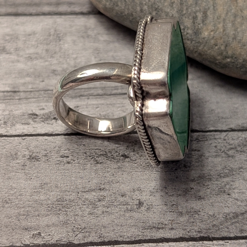 Paige Wallace Rare Vintage Sterling & Turquoise Southwest Cross Statement Ring - Picture 6 of 12